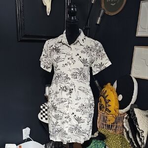 Tahari Black and White Botanical Dress